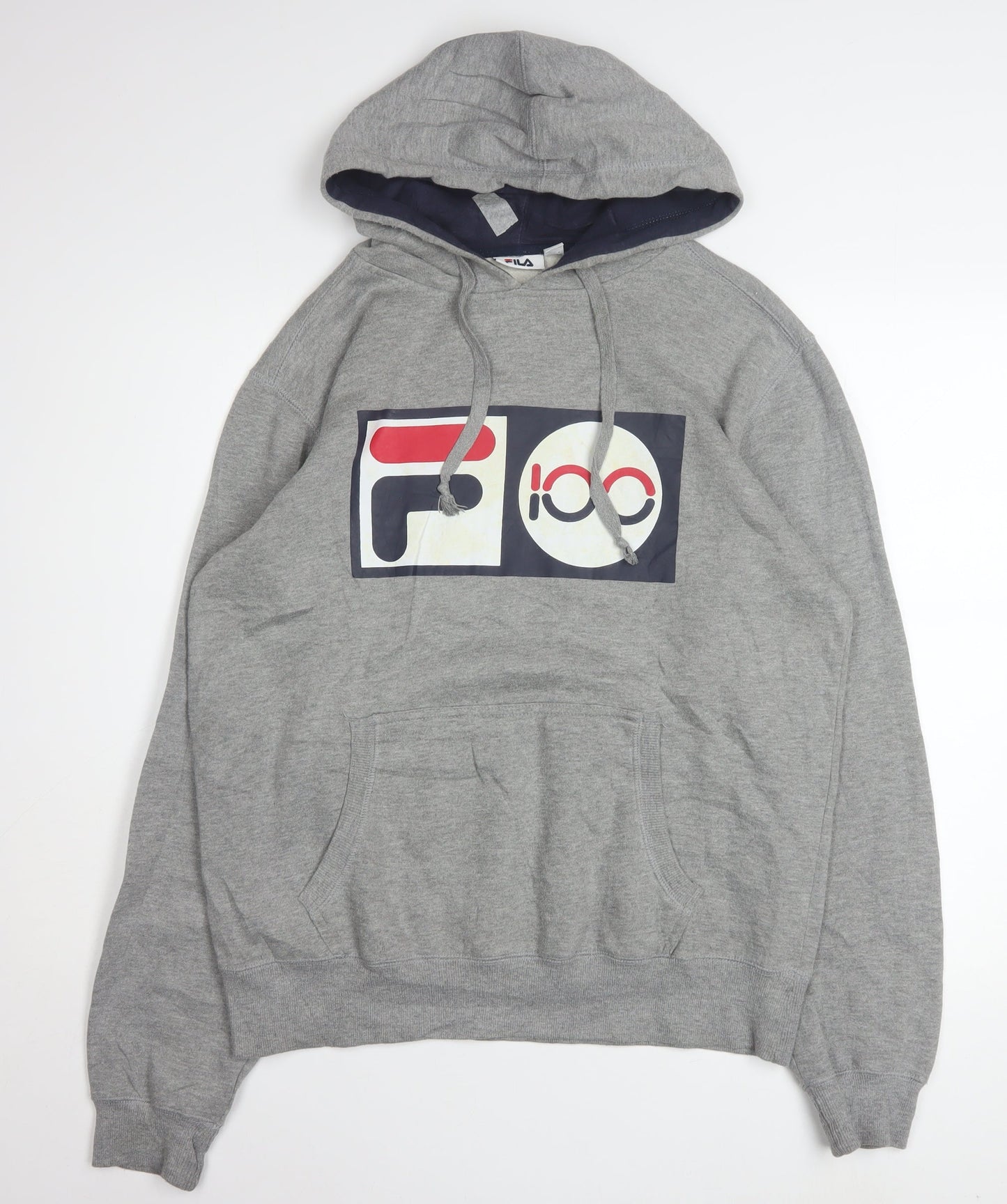 FILA Men's Grey Pullover Logo Hoodie Size S Regular Fit