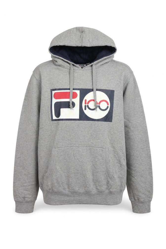 Fila Men's Grey Pullover Logo Hoodie Size S Regular Fit