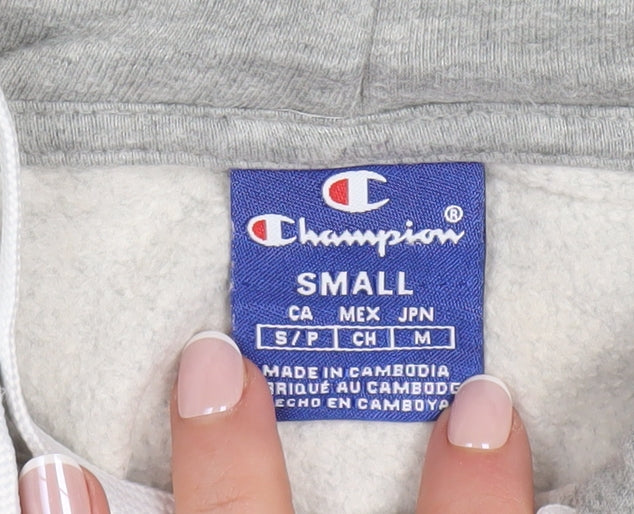 Champion Men's Grey Pullover Hoodie Small Logo Fleece Sweatshirt