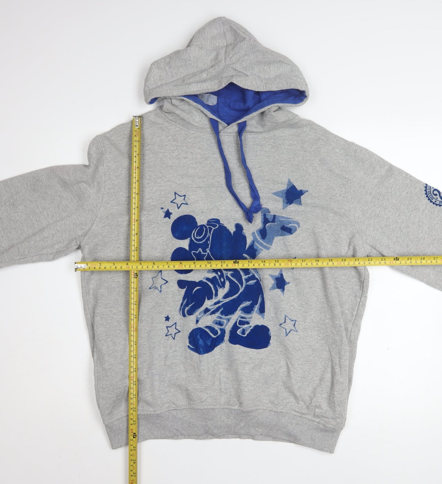 Disneyland Paris Women's Grey Blue Hoodie L Pullover Mickey Print