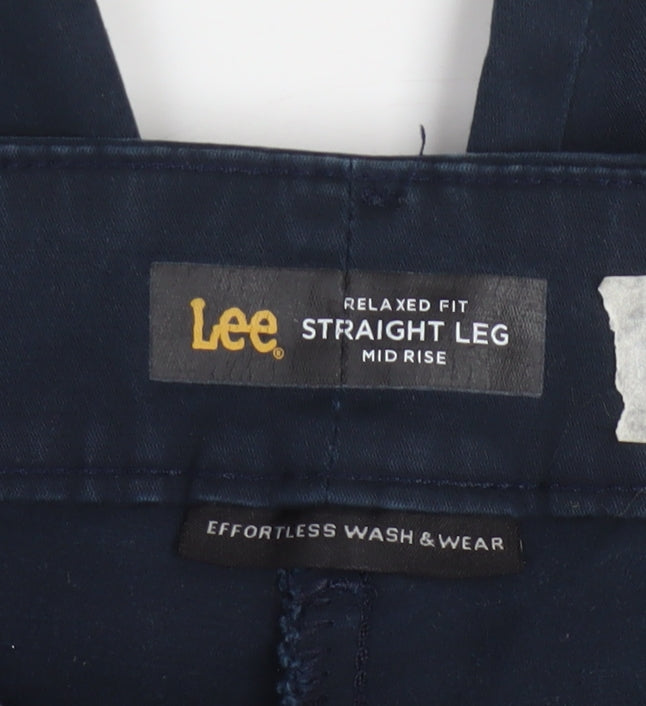 Lee Women's Blue Petite 18 Plus Relaxed Fit Straight Leg Mid Rise Trousers