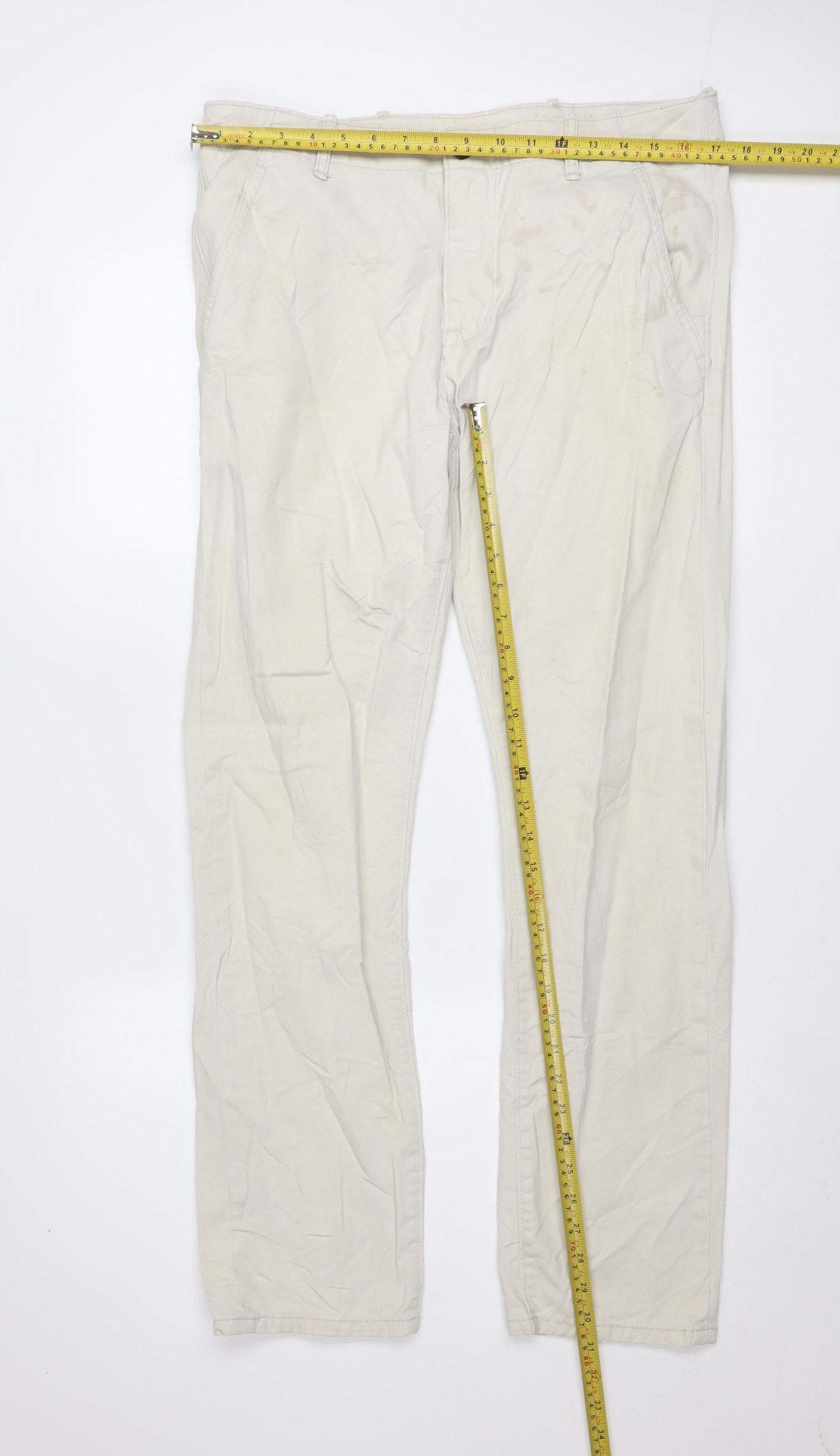 Levi's Men's Beige Cotton Chino Trousers W32 L32 Straight Fit