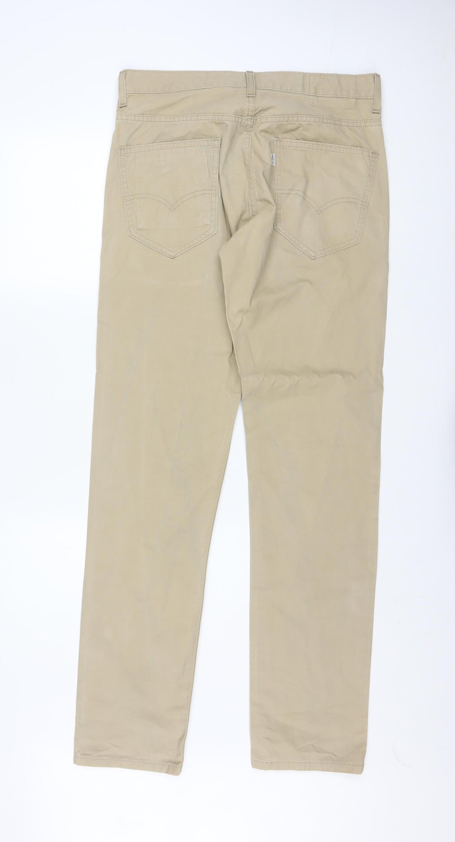 Levi’s Men Beige Chino Trousers W32 L34 Cotton Regular Fit