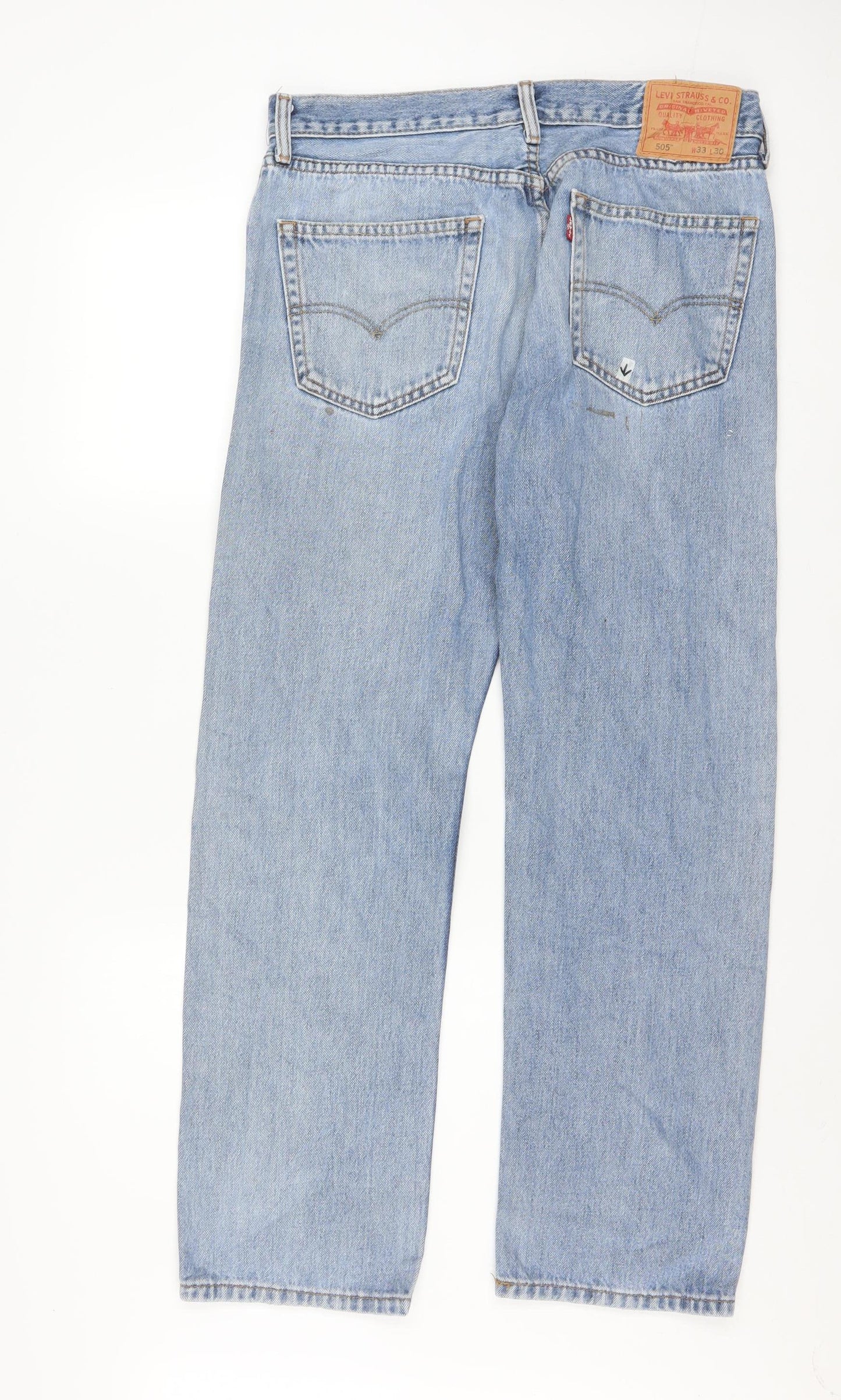 Levi's Men's Blue 505 Light Wash Straight Denim Jeans W33 L30
