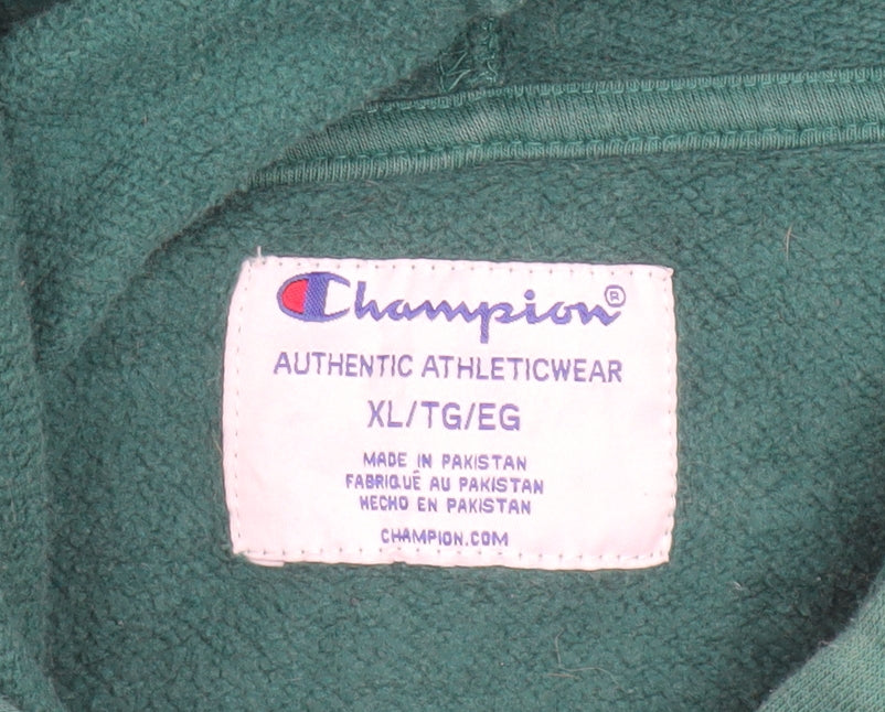 Champion Women Green Pullover Hoodie XL Cotton Blend Logo Sweatshirt