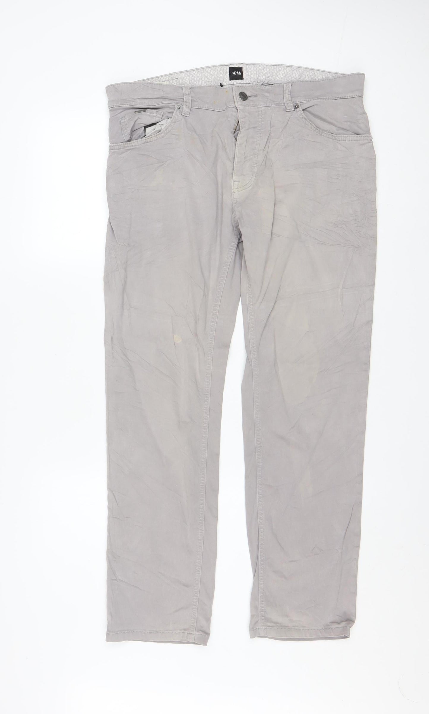 Hugo Boss Men's Grey Regular Fit Chino Trousers 34W 34L
