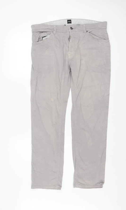 Hugo Boss Men's Grey Regular Fit Chino Trousers 34W 34L