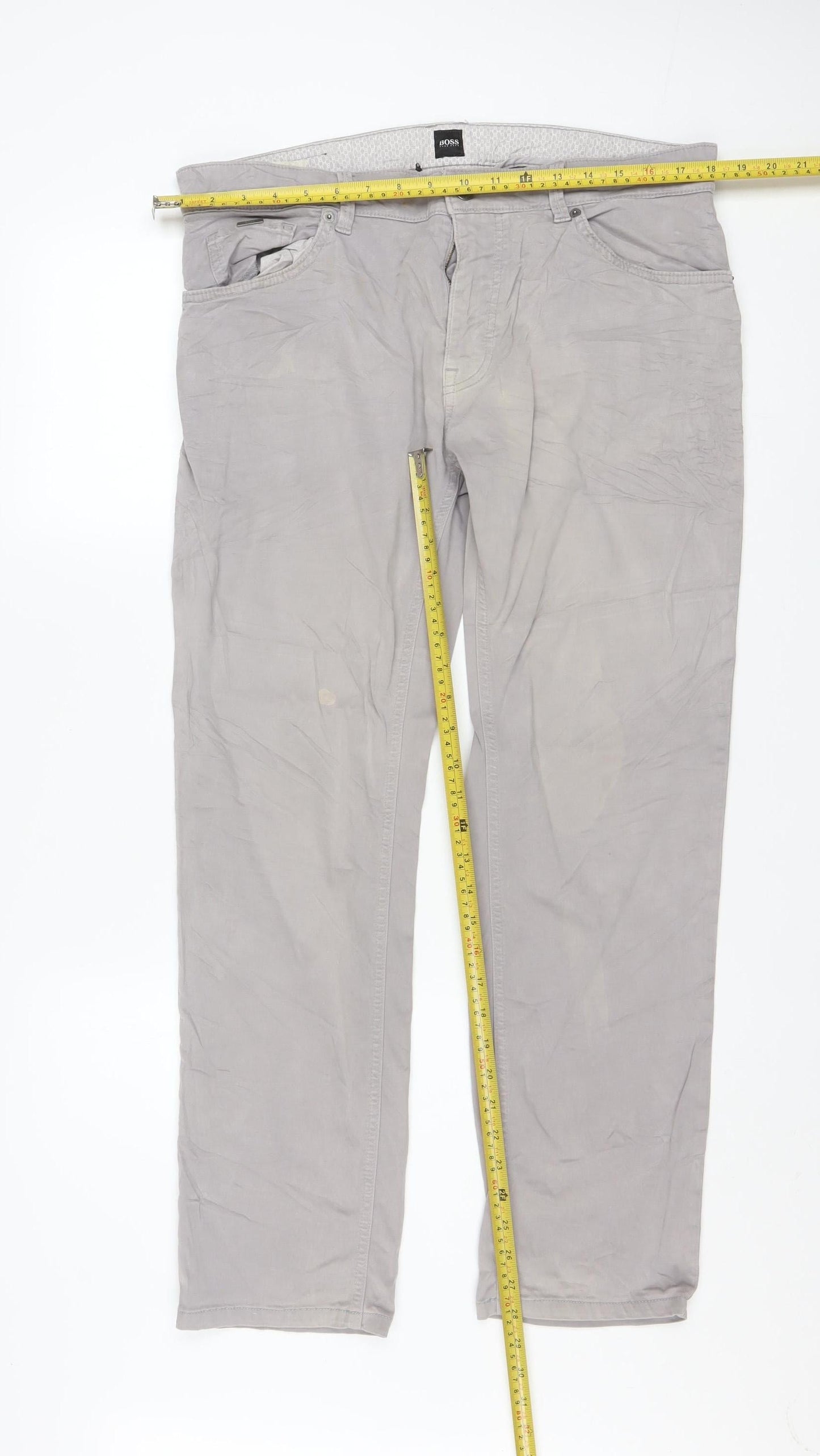 Hugo Boss Men's Grey Regular Fit Chino Trousers 34W 34L