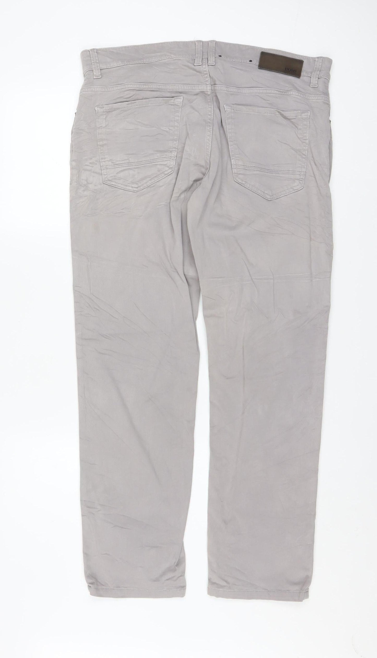 Hugo Boss Men's Grey Regular Fit Chino Trousers 34W 34L