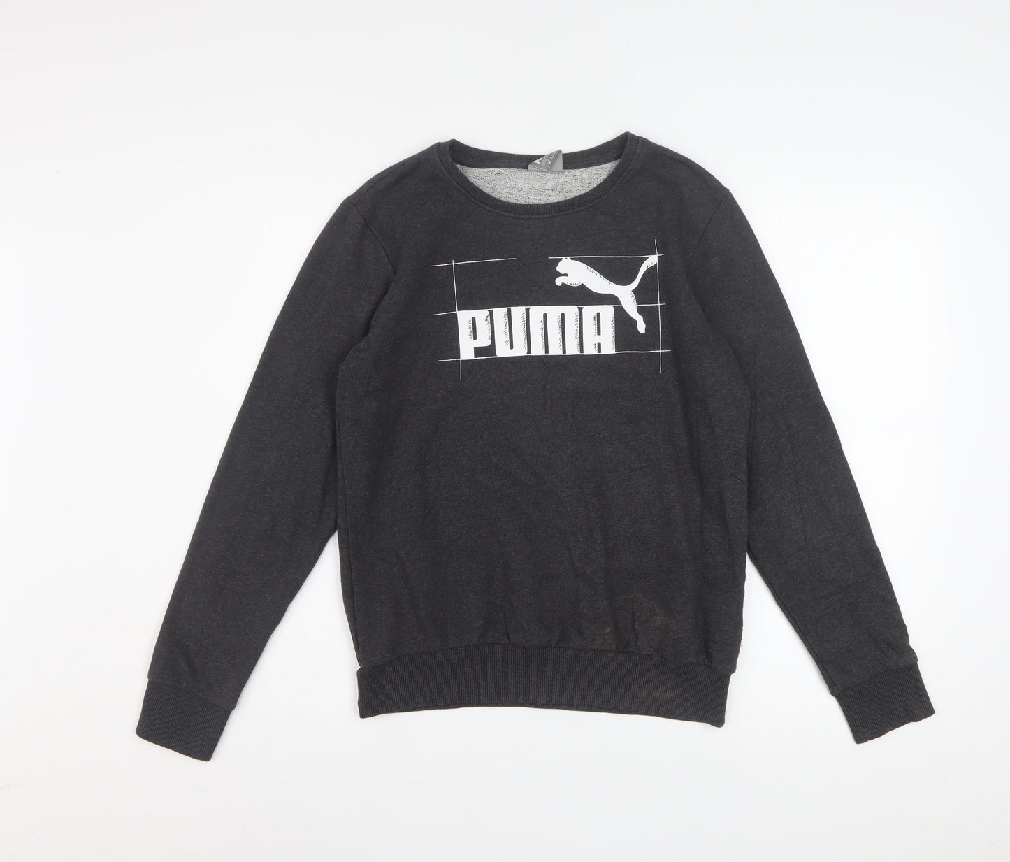 Puma Womens Black Size 12 Crew Neck Pullover Sweatshirt