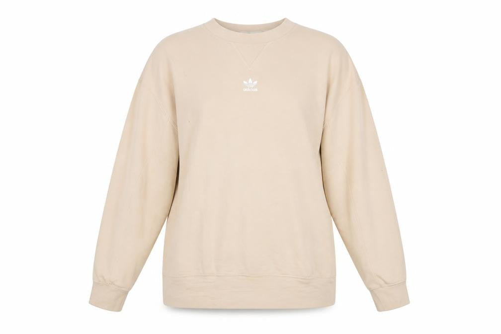 Adidas Womens Beige Crew Neck Sweatshirt Size 12 Cotton Blend Casual