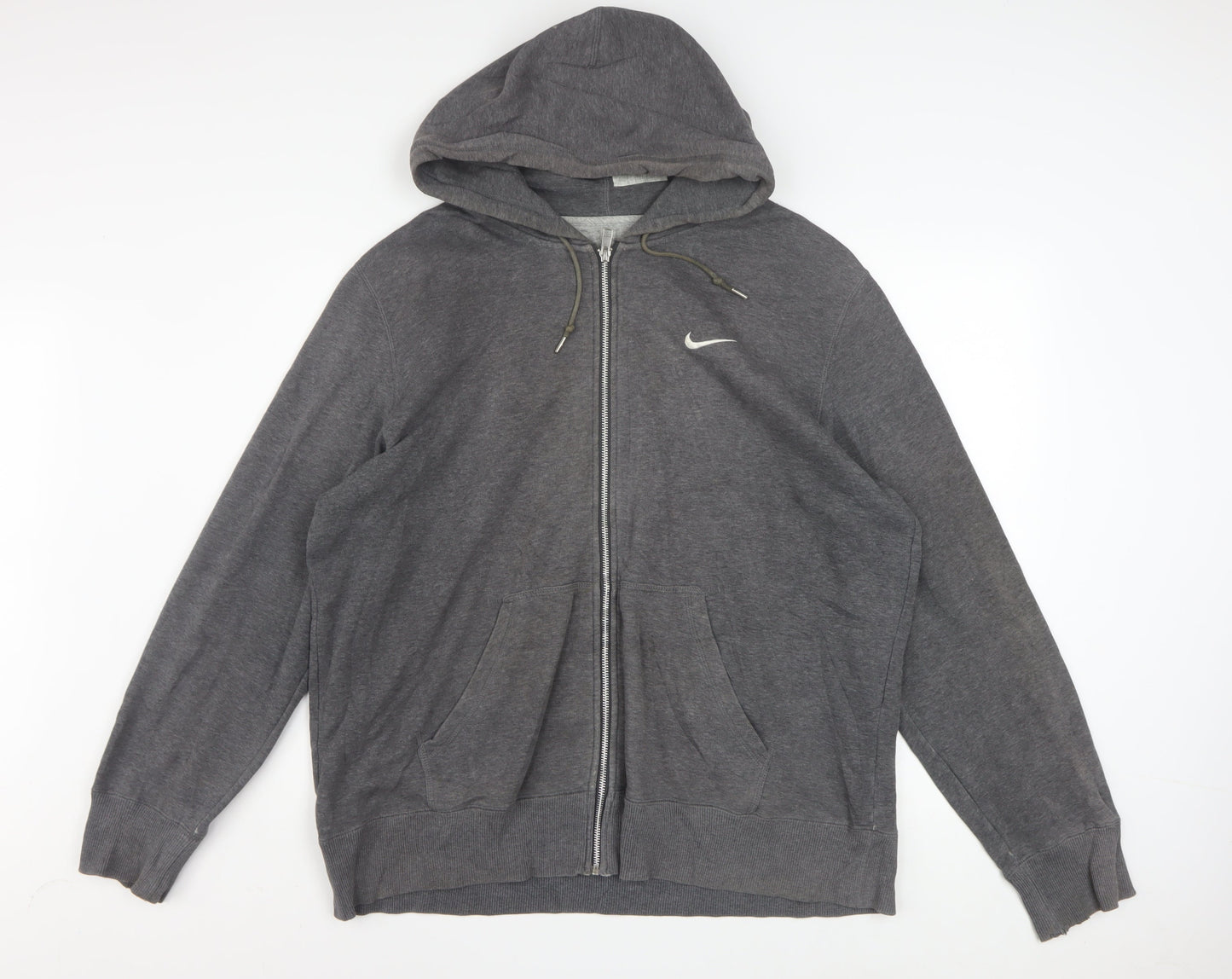 Nike Men's Grey Full Zip Hoodie XL Cotton Blend Sportswear