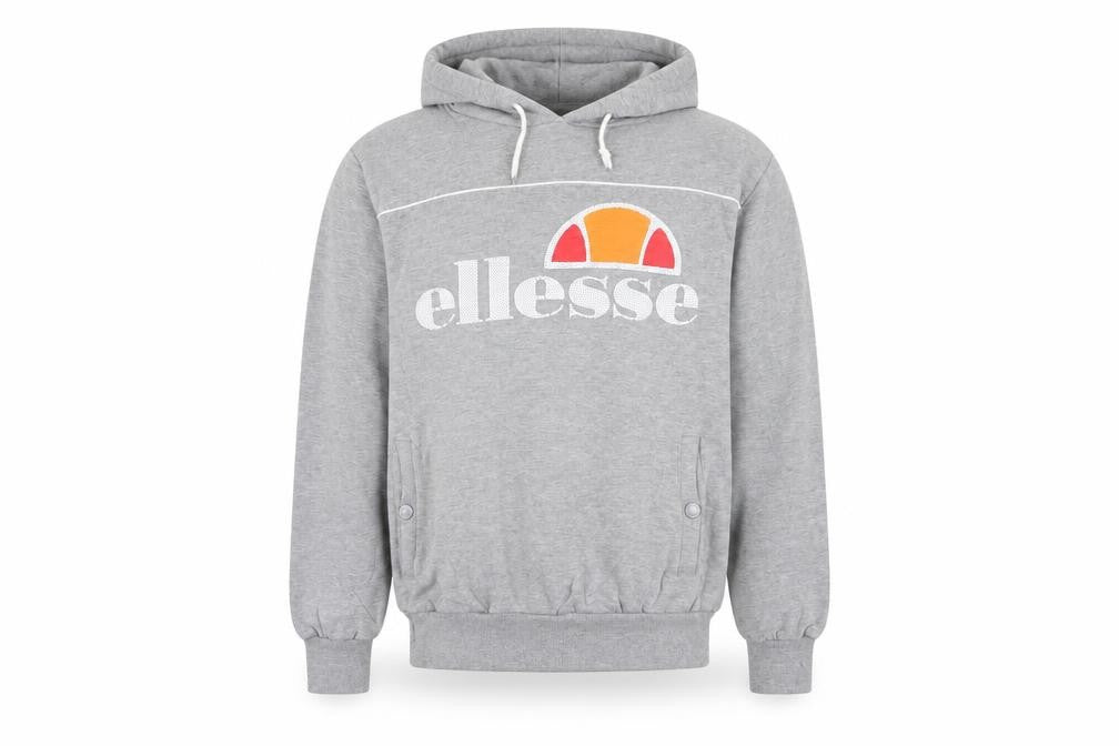 Ellesse Men's Grey Pullover Hoodie M Regular Fit Logo Fleece