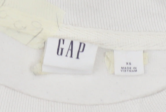 GAP Women Beige Crew Neck Pullover Sweatshirt XS Relaxed Fit