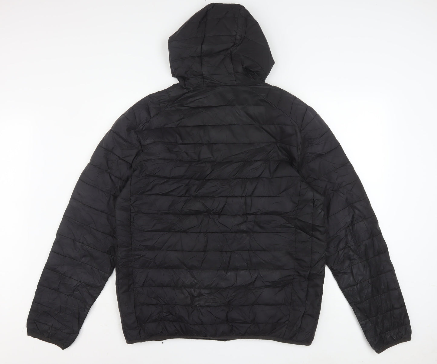 Ellesse Mens Black XL Puffer Jacket Hooded Quilted Lombardy Coat
