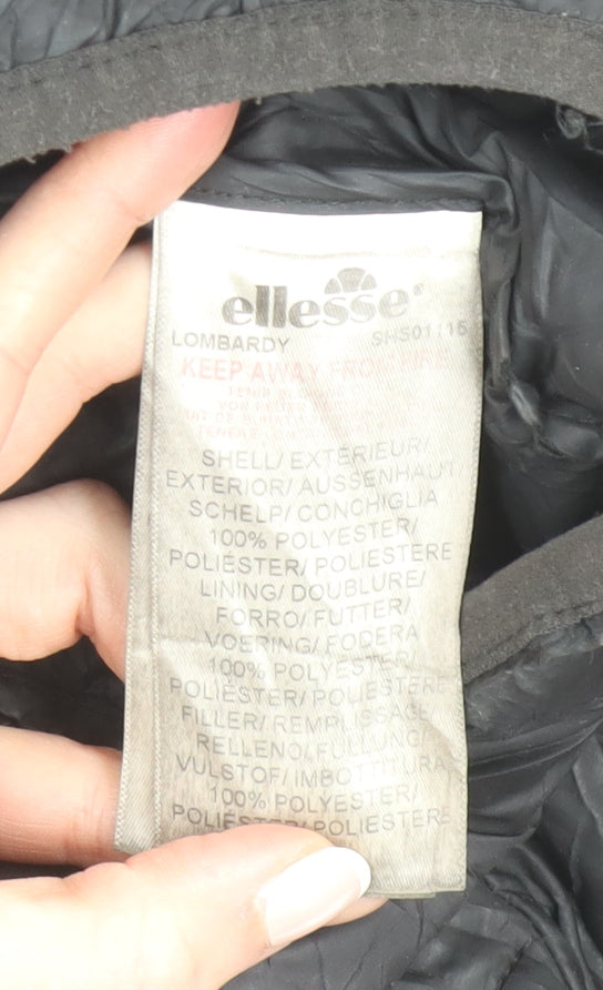 Ellesse Mens Black XL Puffer Jacket Hooded Quilted Lombardy Coat
