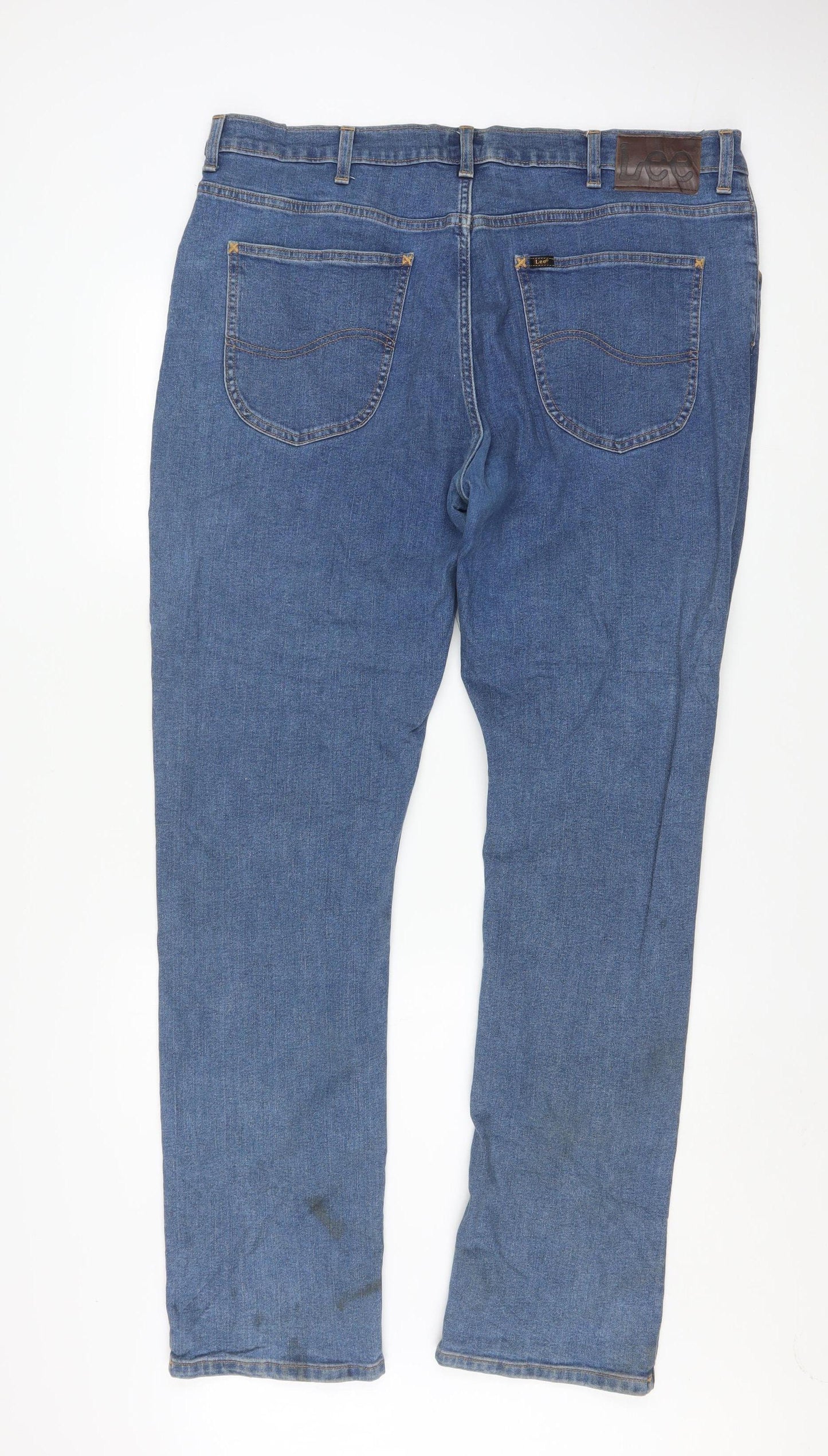 Lee Men's Blue Regular Fit Straight Leg Denim Jeans W40 L34