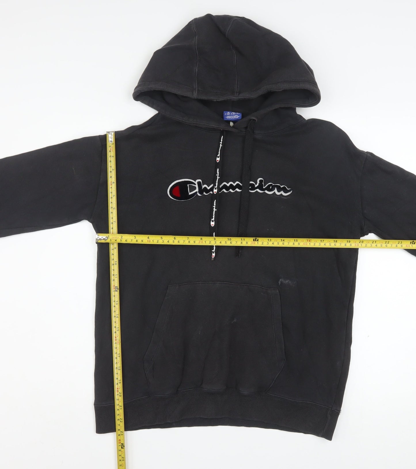 Champion Men's Black Pullover Hoodie Small Logo Fleece Sweatshirt