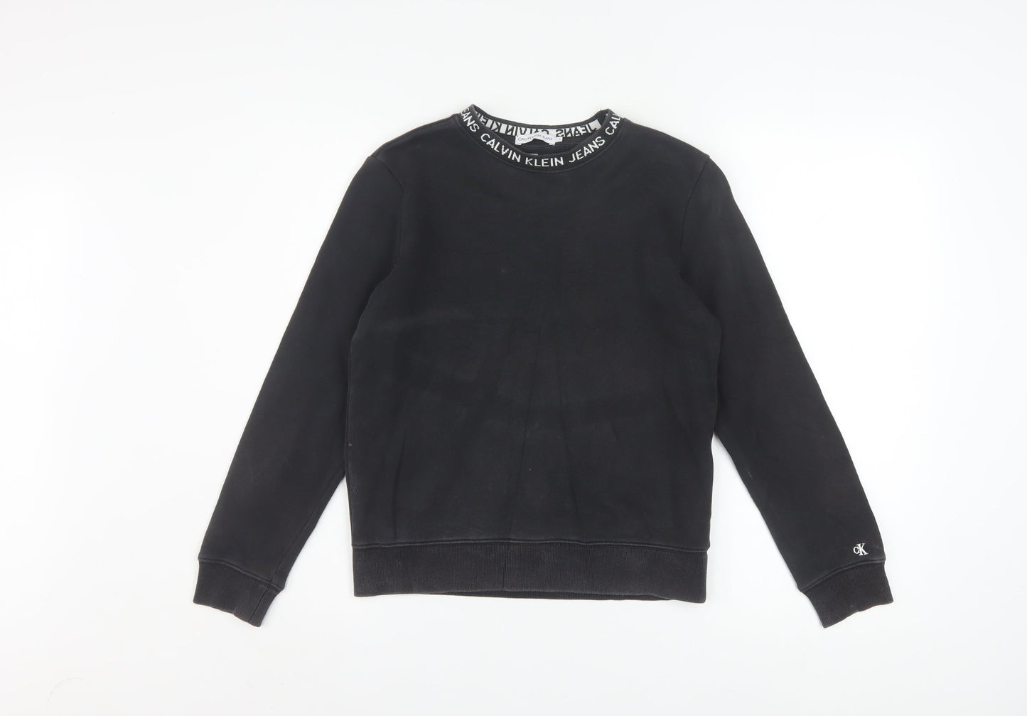 Calvin Klein Jeans Women's Black Cotton Crew Neck Sweatshirt Size 12