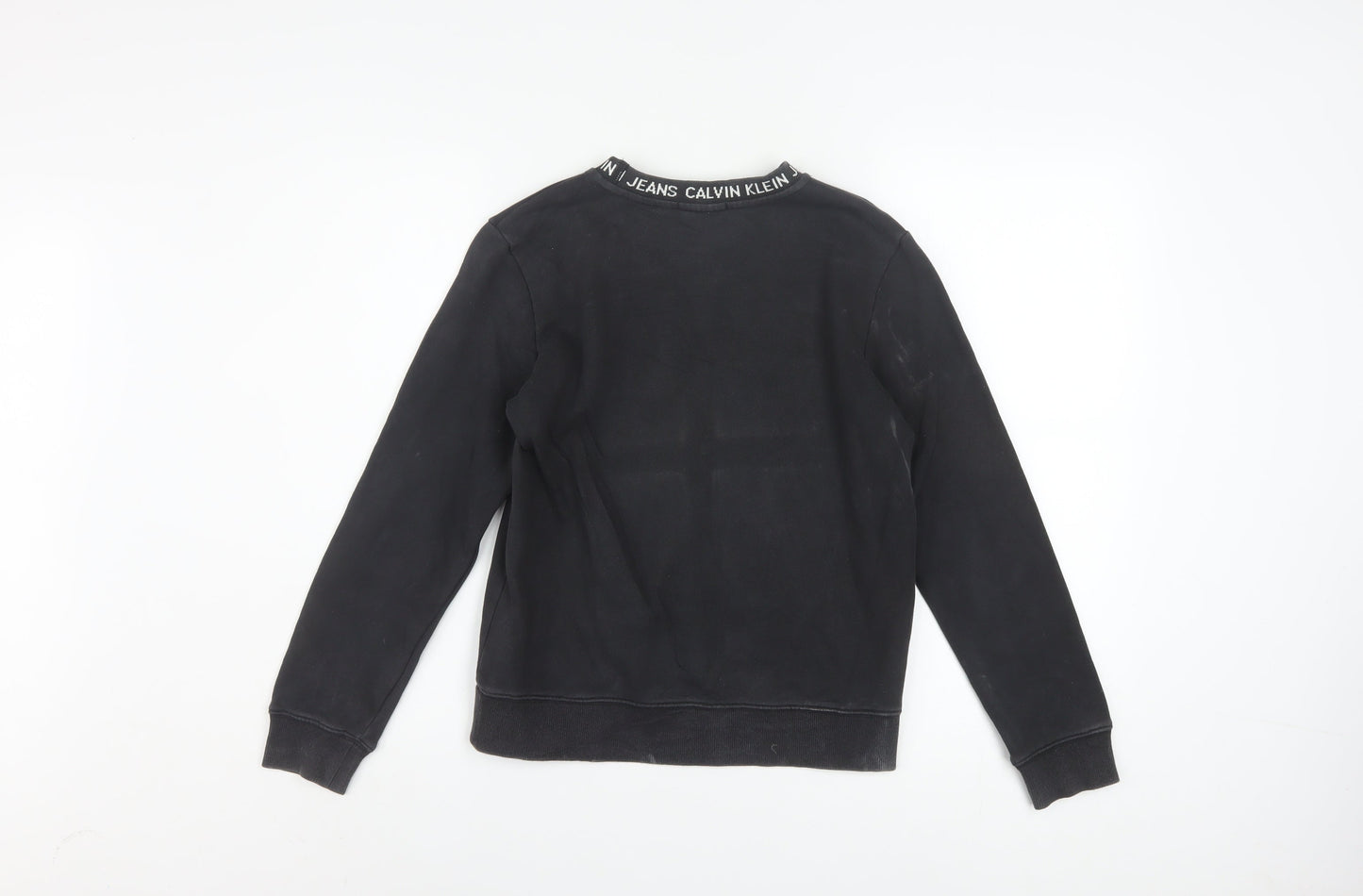 Calvin Klein Jeans Women's Black Cotton Crew Neck Sweatshirt Size 12