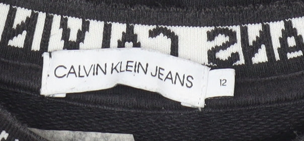 Calvin Klein Jeans Women's Black Cotton Crew Neck Sweatshirt Size 12