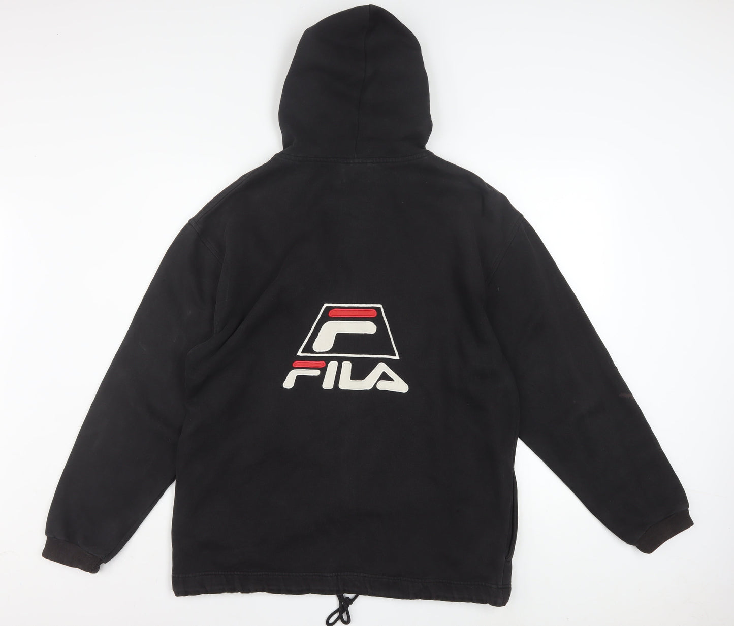 FILA Men's Black Full Zip Hoodie Size M Logo Fleece Sweatshirt