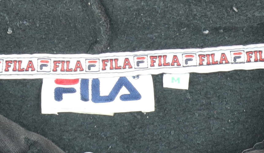 FILA Men's Black Full Zip Hoodie Size M Logo Fleece Sweatshirt