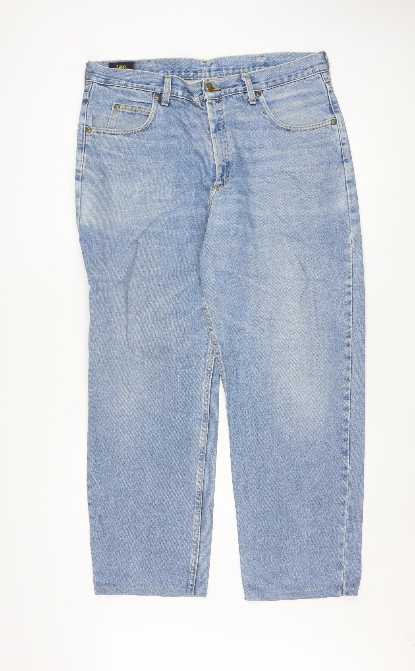 Lee Men's Blue Straight Leg Denim Jeans 38W 32L Regular Fit