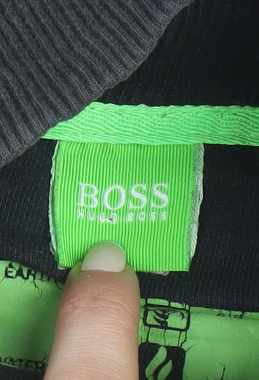 Hugo Boss Men's Black 1/4 Zip Mock Neck Logo Sweatshirt Size L