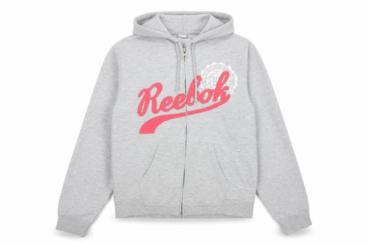 Reebok Women's Grey Full Zip Hoodie Size 18 Logo Print Sportswear