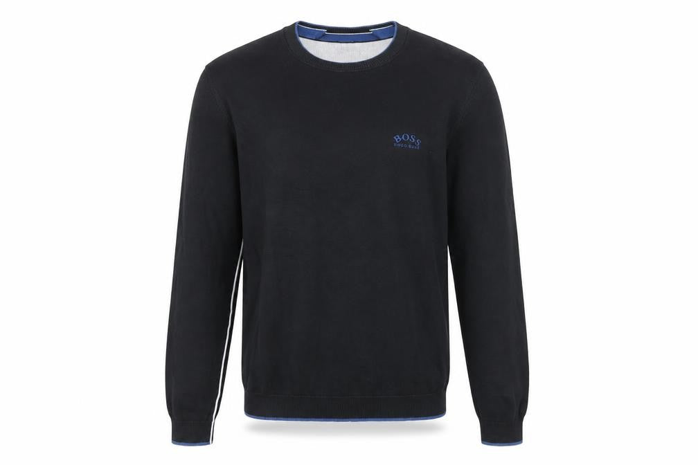 Hugo Boss Men's Black Cotton Crew Neck Pullover Jumper Size S