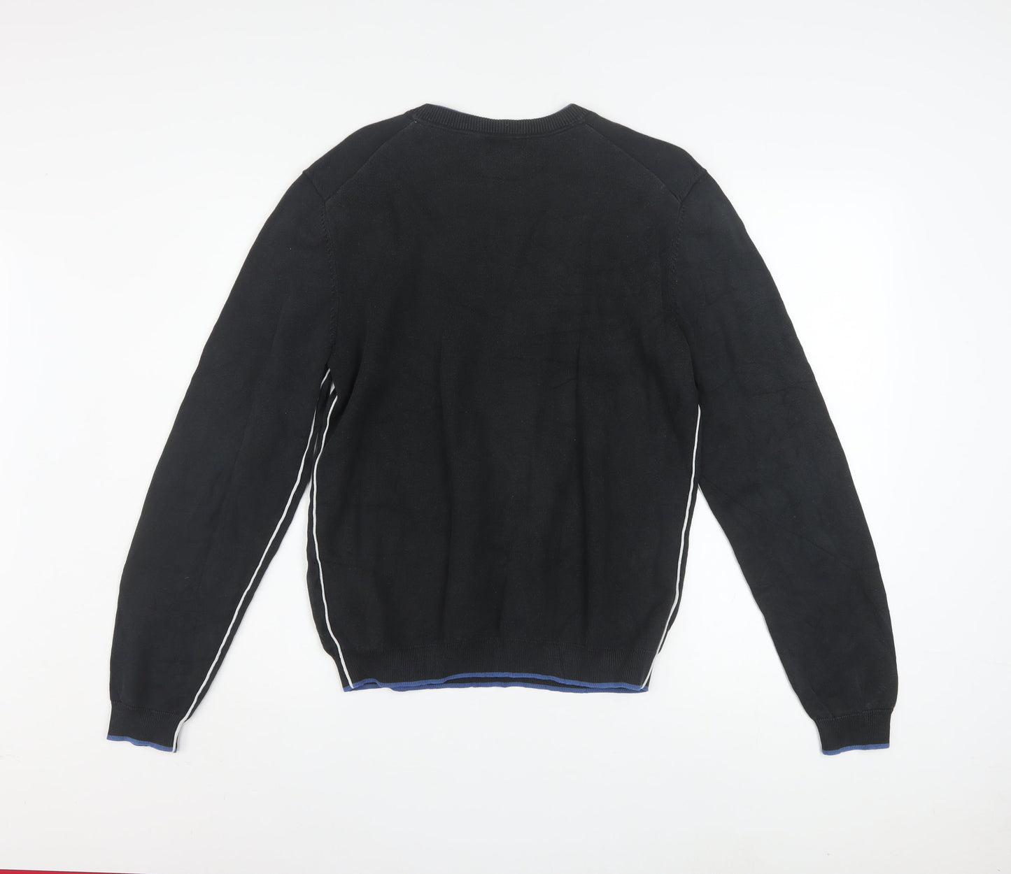 Hugo Boss Men's Black Cotton Crew Neck Pullover Jumper Size S
