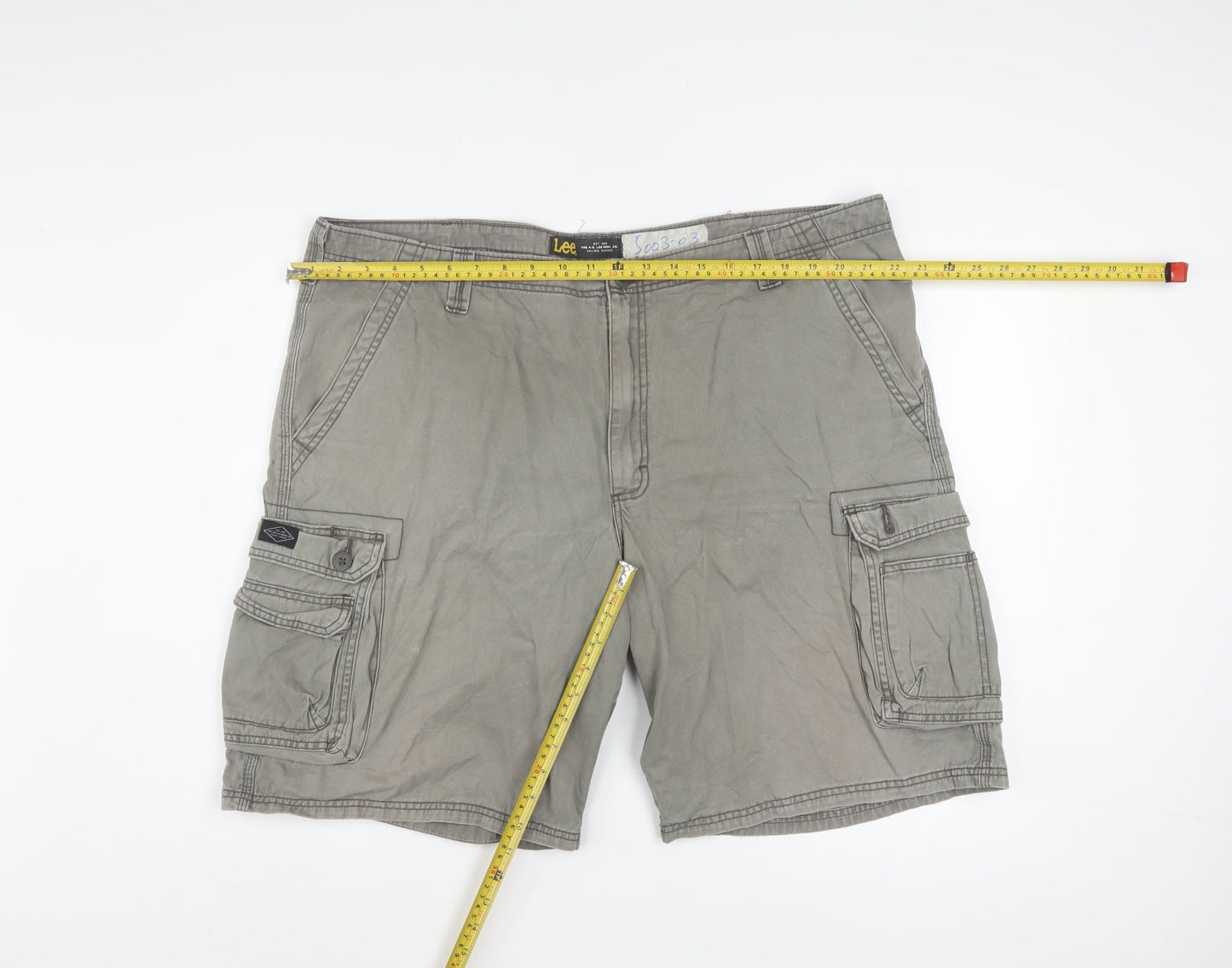 Lee Mens Grey Cotton Cargo Shorts Size 42 Regular Fit
