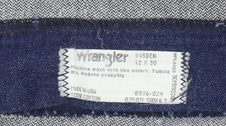 Wrangler Men's Blue 42x30 Regular Fit Straight Denim Jeans