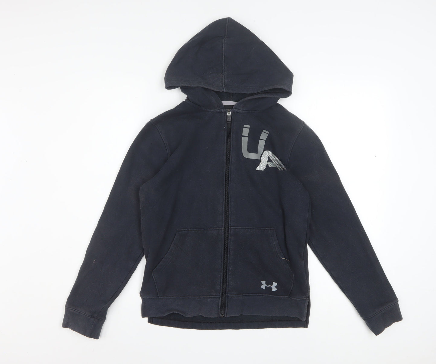 Under Armour Boys Black Full Zip Hoodie YLG 13-14 Years ColdGear Fleece