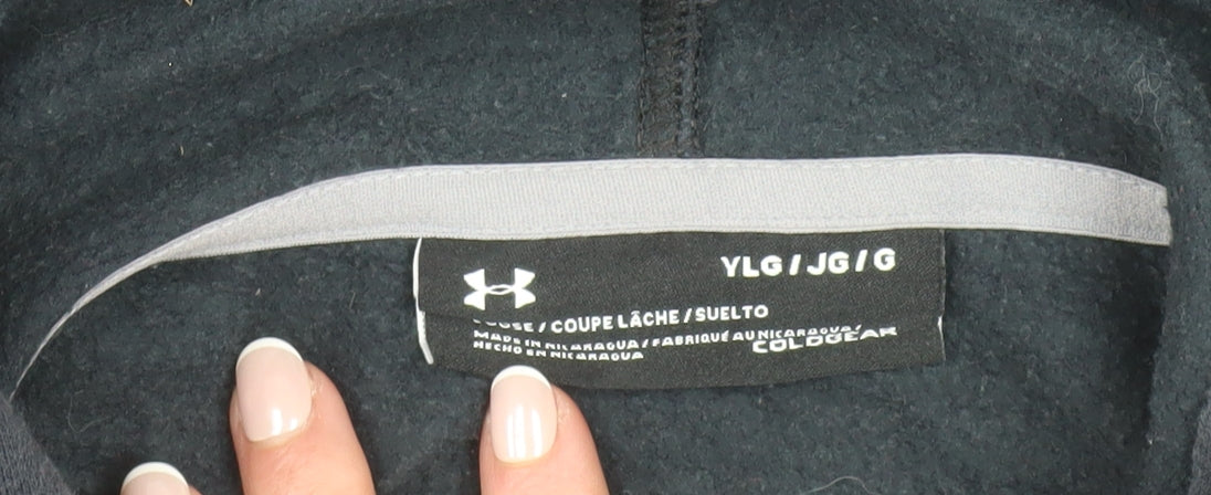 Under Armour Boys Black Full Zip Hoodie YLG 13-14 Years ColdGear Fleece