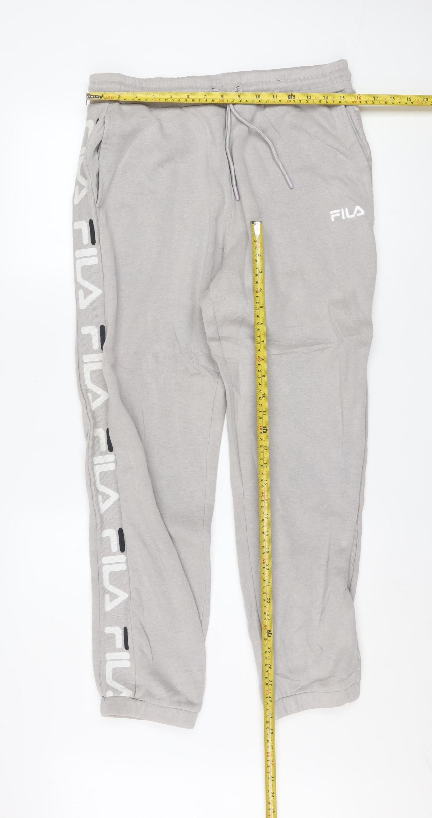 Fila Women's Grey Jogger Trousers L Elastic Waist Activewear