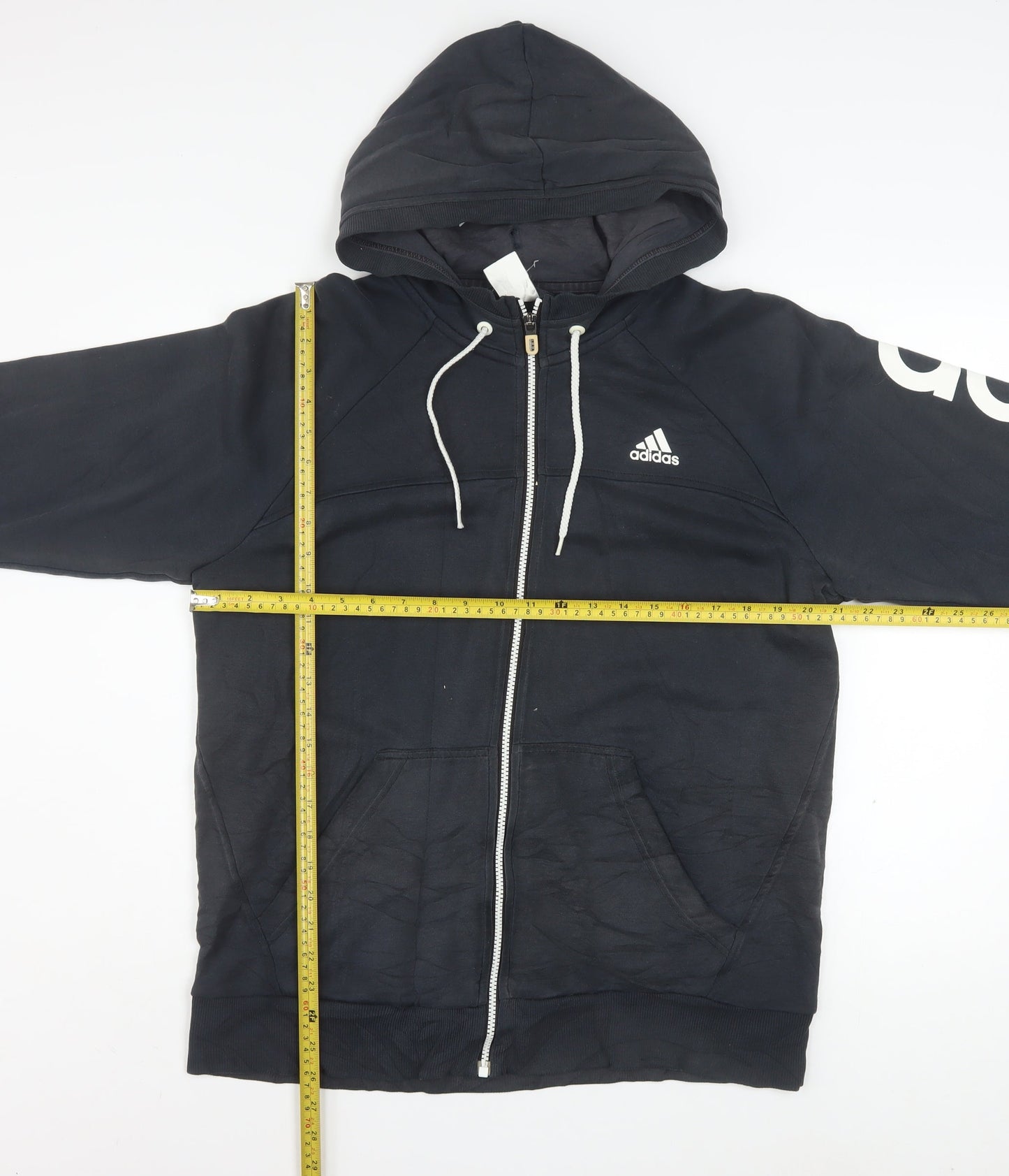 Adidas Mens Black Full Zip Hoodie Size M Sports Logo Sweatshirt