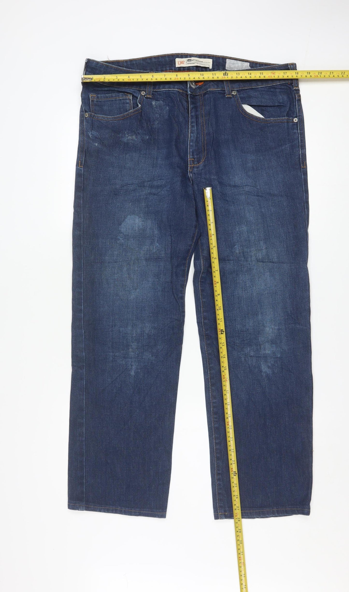 Lee Men's Blue Straight Fit Stretch Denim Jeans 34x30