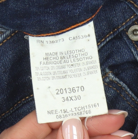 Lee Men's Blue Straight Fit Stretch Denim Jeans 34x30
