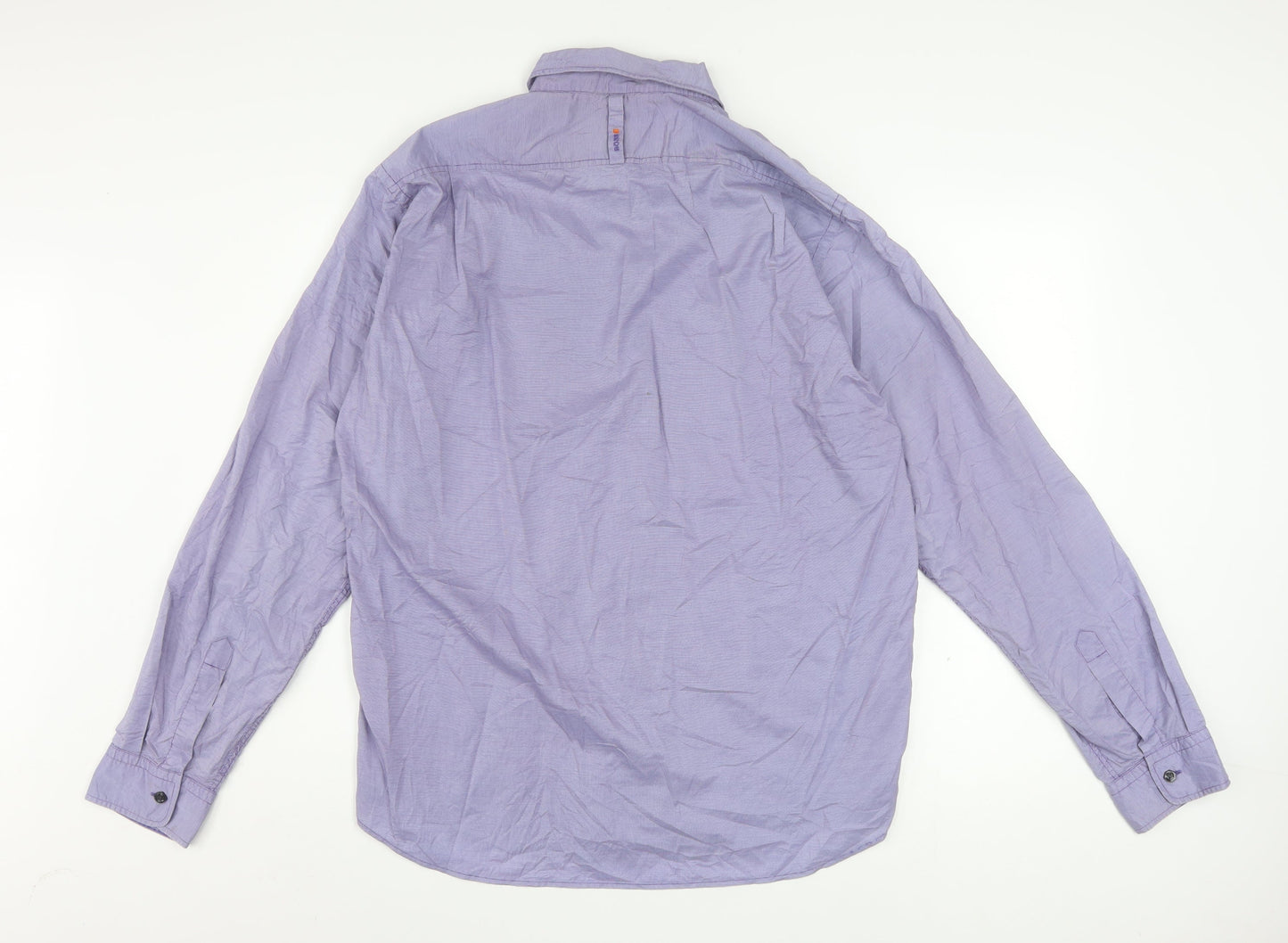 Hugo Boss Men's Purple Long Sleeve Regular Fit Button-Up Shirt L