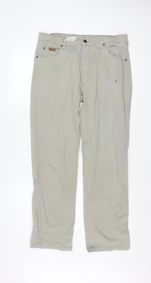 Wrangler Men's Beige Texas Chino Trousers W34 L30 Cotton Stretch