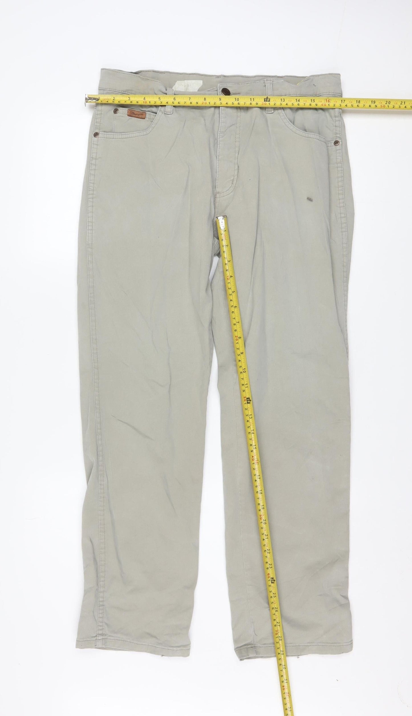 Wrangler Men's Beige Texas Chino Trousers W34 L30 Cotton Stretch