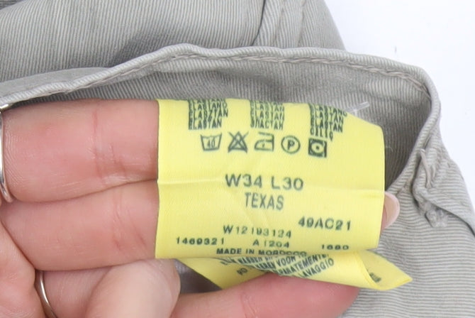 Wrangler Men's Beige Texas Chino Trousers W34 L30 Cotton Stretch