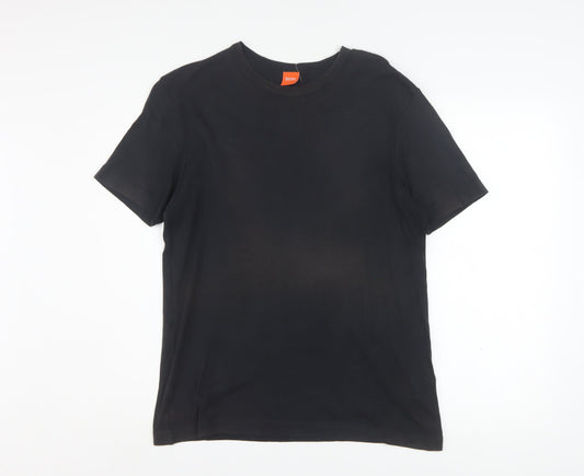 Hugo Boss Men's Black Cotton Crew Neck Short Sleeve T-Shirt L