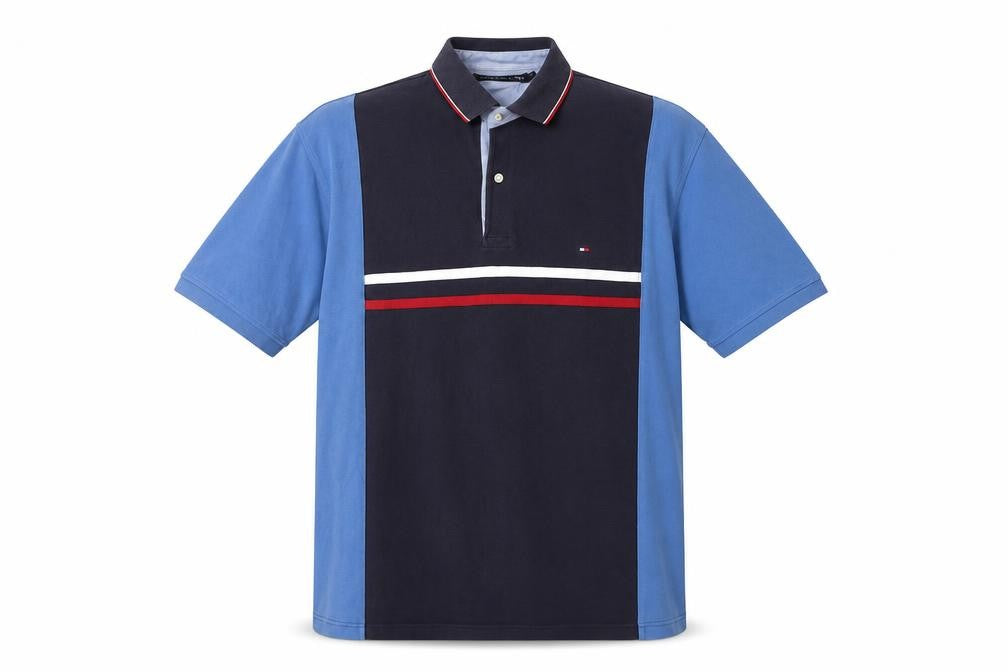 Tommy Hilfiger Men's Blue XL Colourblock Polo Shirt