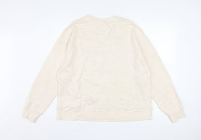Close-up detail of Disney Women Beige Mickey Mouse Pullover Sweatshirt M 12/14 Graphic Print