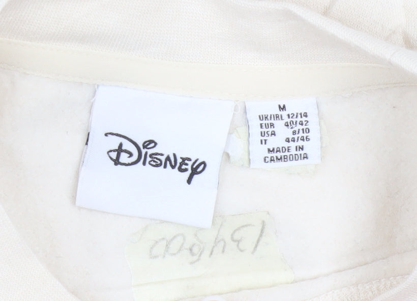 Disney Women Beige Mickey Mouse Pullover Sweatshirt M 12/14 Graphic Print