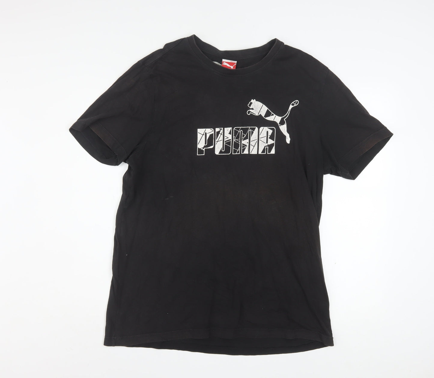 Puma Men's Black Graphic Logo T-Shirt Size L Short Sleeve Sports Style