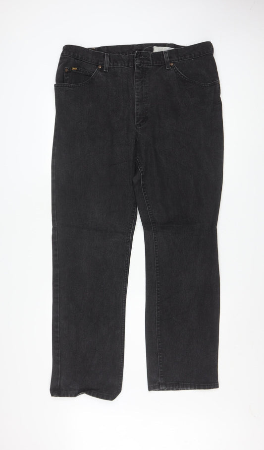 Lee Men's Black Straight Leg Denim Jeans 40x32 Regular Fit